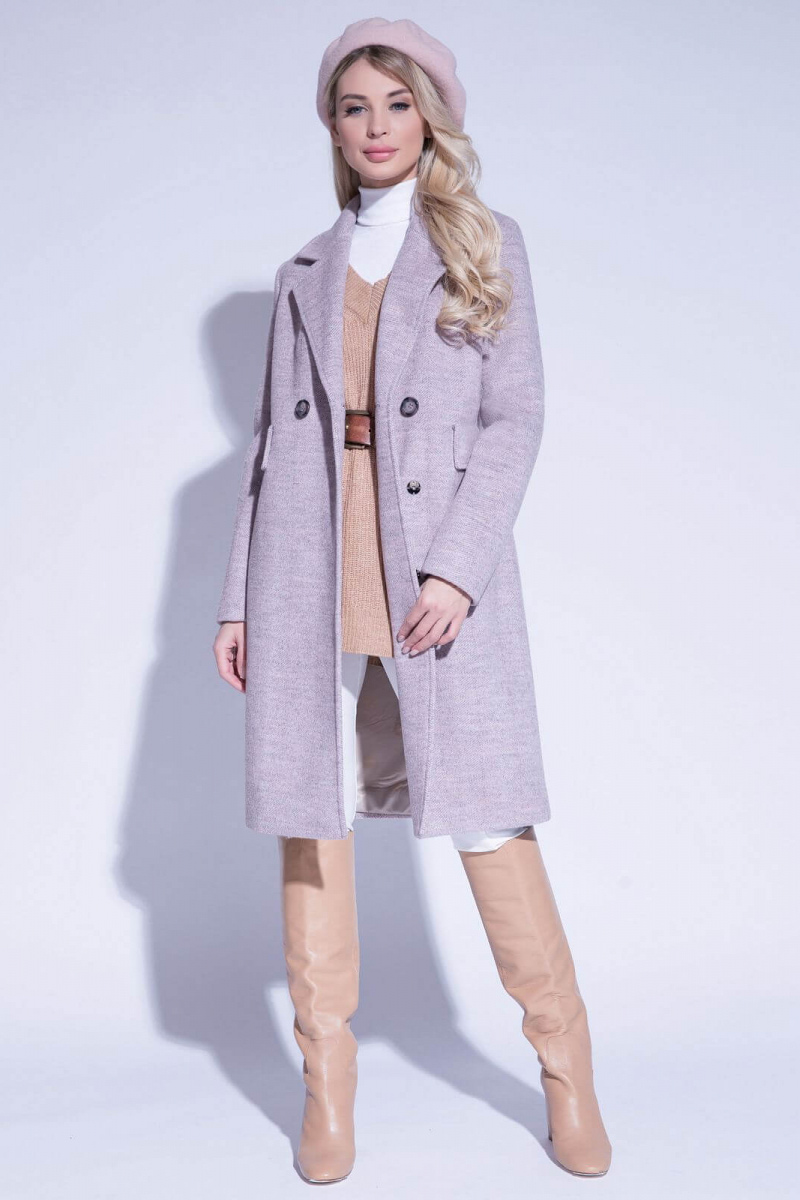 Женское пальто ElectraStyle 4-9009-306 роз-сер