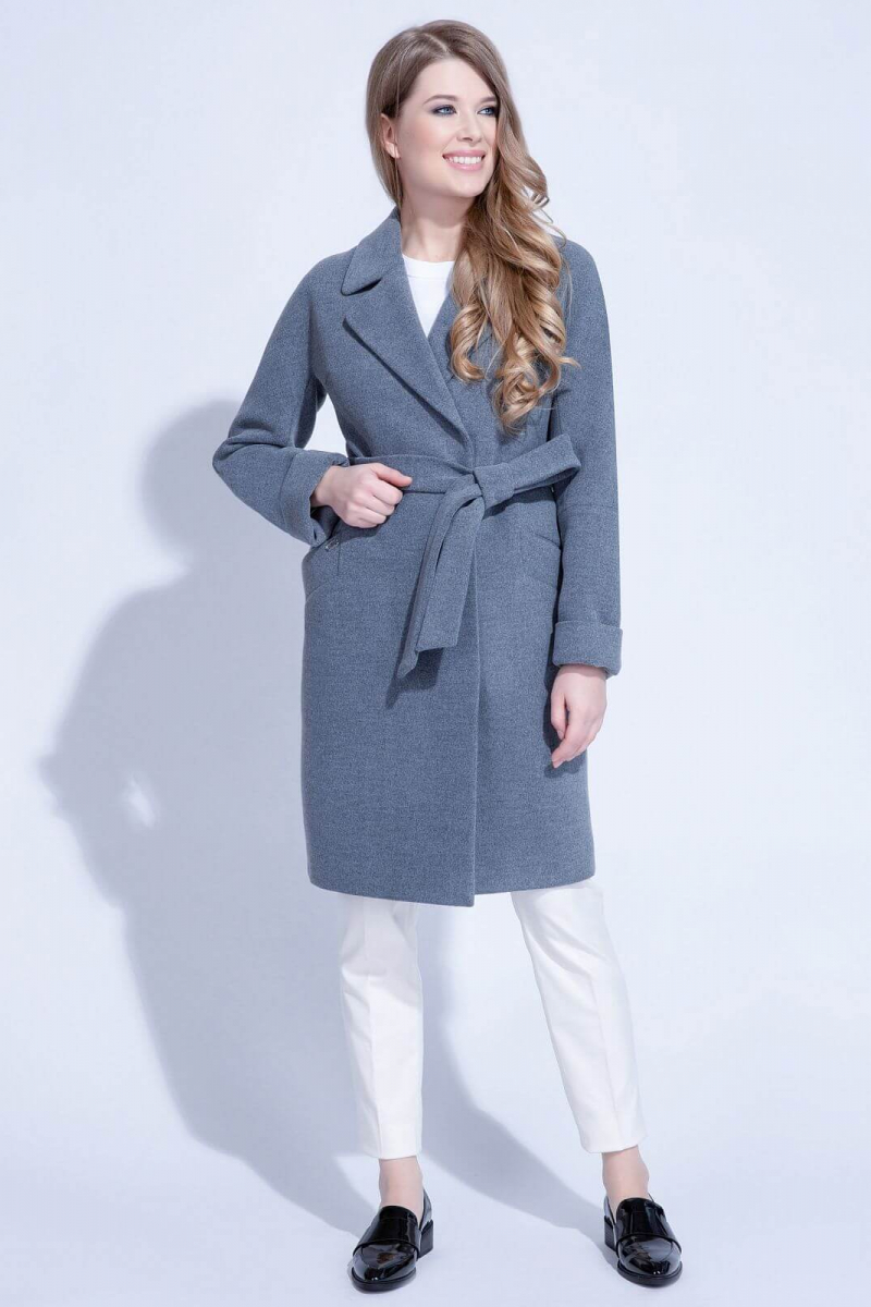 Женское пальто ElectraStyle 4-9125-128 серый_меланж