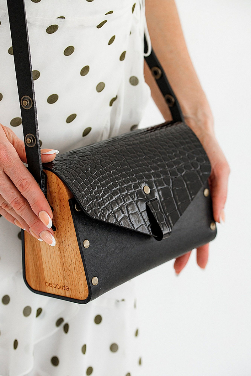 Женская сумка Because NIKOL BLACK CROCO