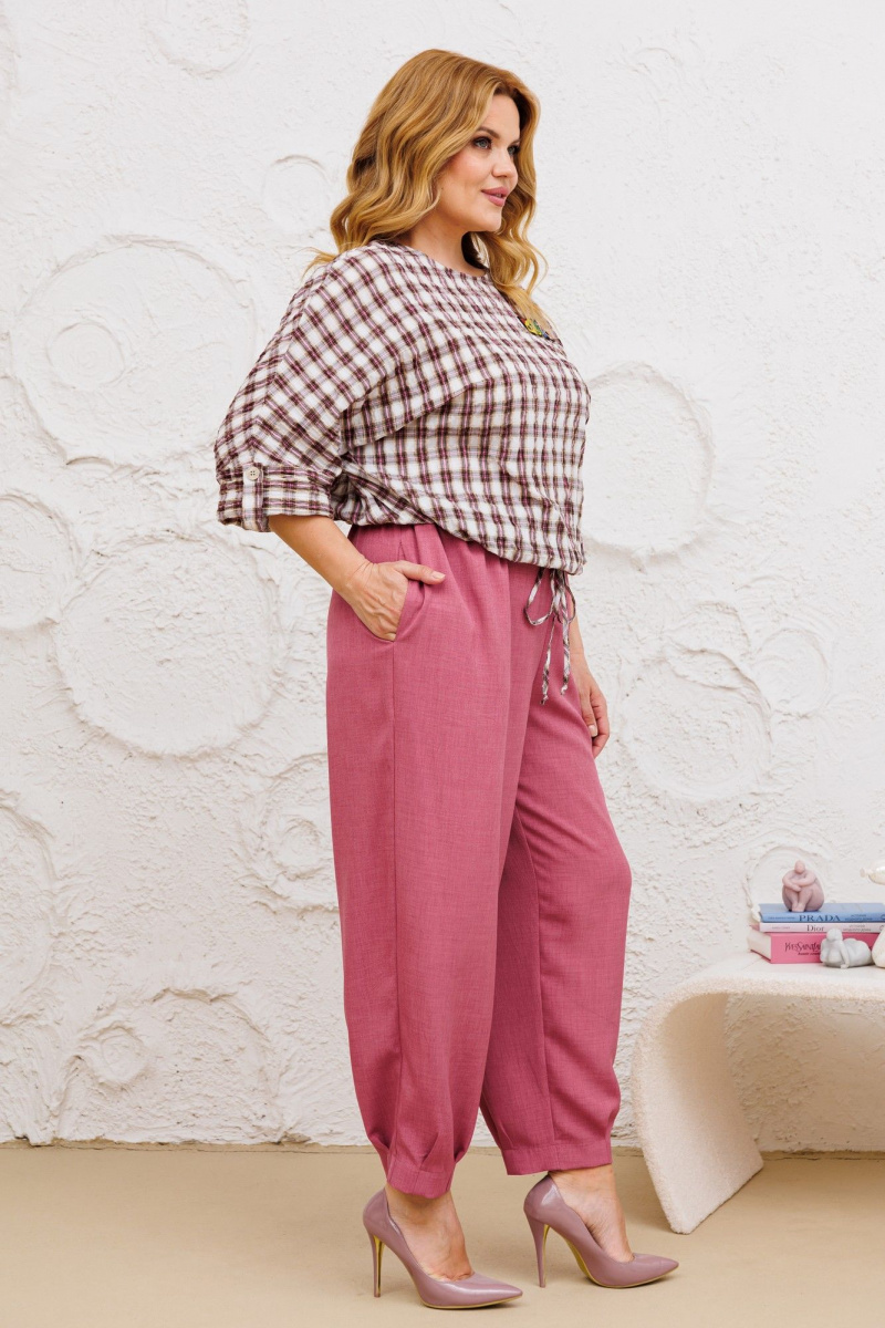 Брючный комплект Michel chic 1342/1 клетка,лиловый