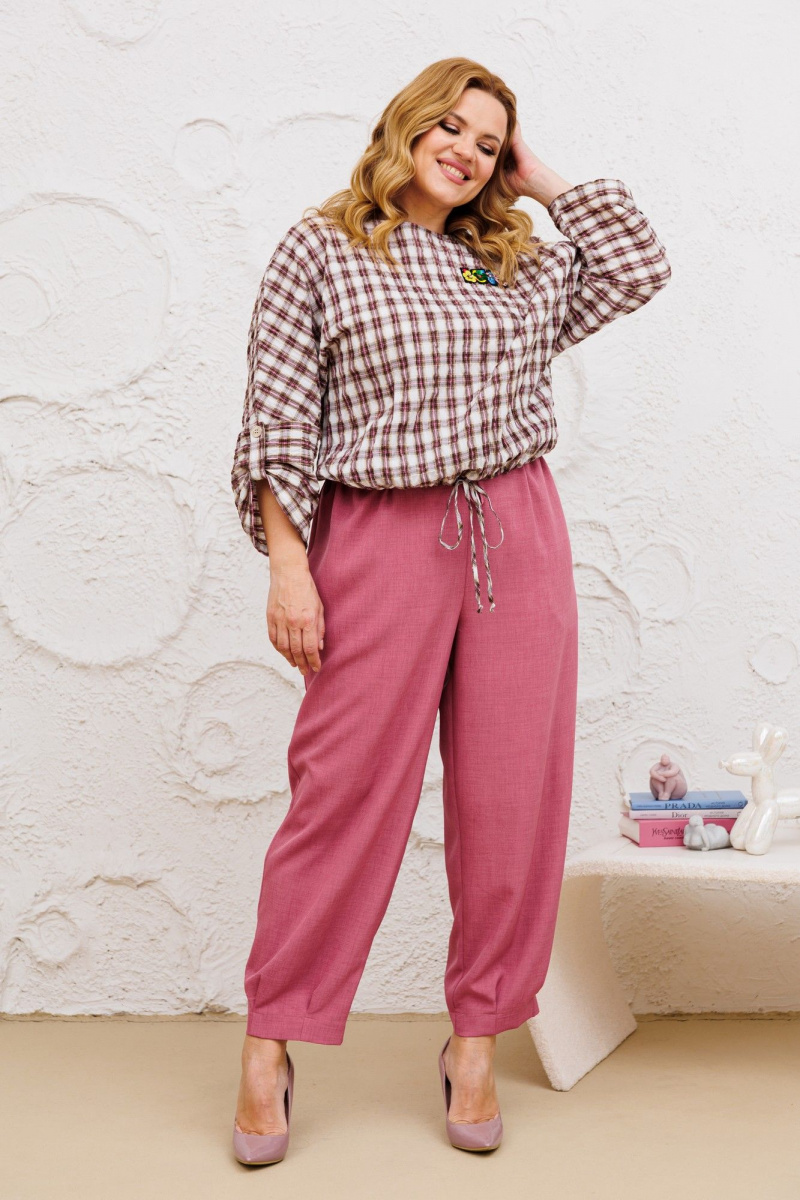 Брючный комплект Michel chic 1342/1 клетка,лиловый