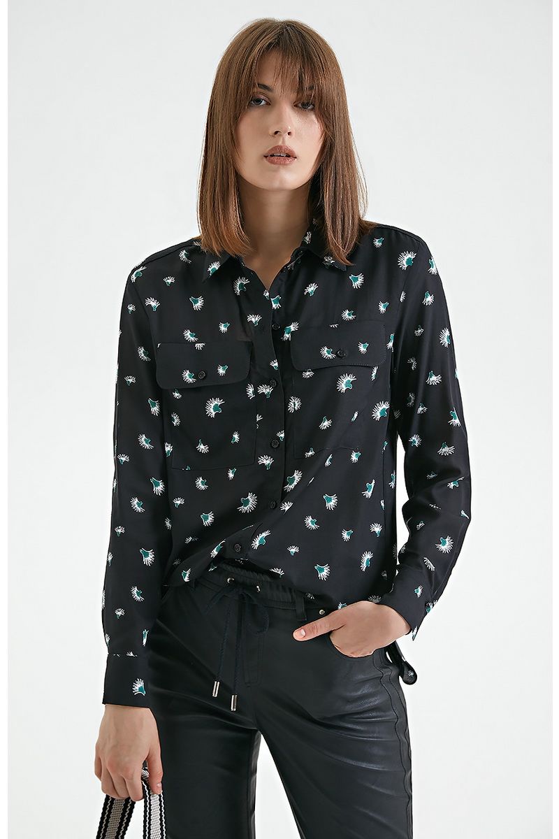 Блузы Moveri by Larisa Balunova 2860B черный+принтом