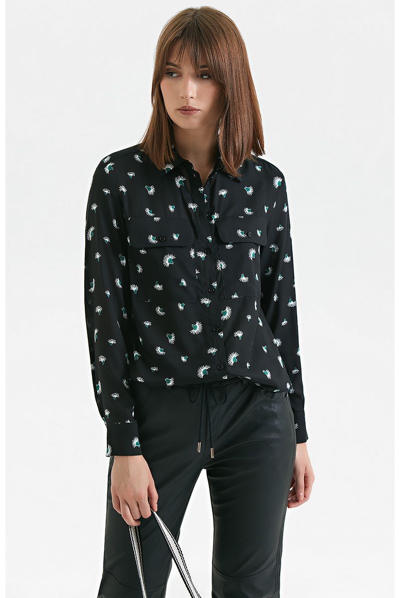 Блузы Moveri by Larisa Balunova 2860B черный+принтом