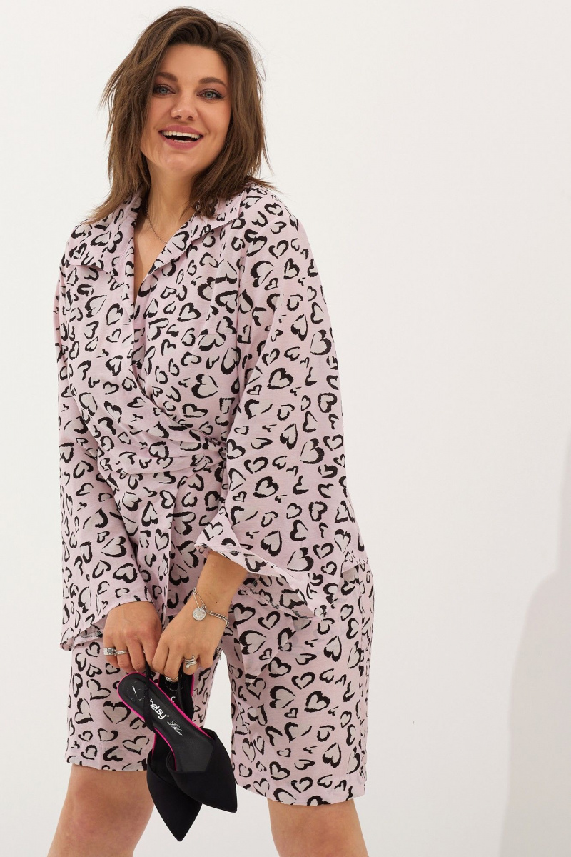 Комплект с блузой BegiModa 3062 розовое_сердце