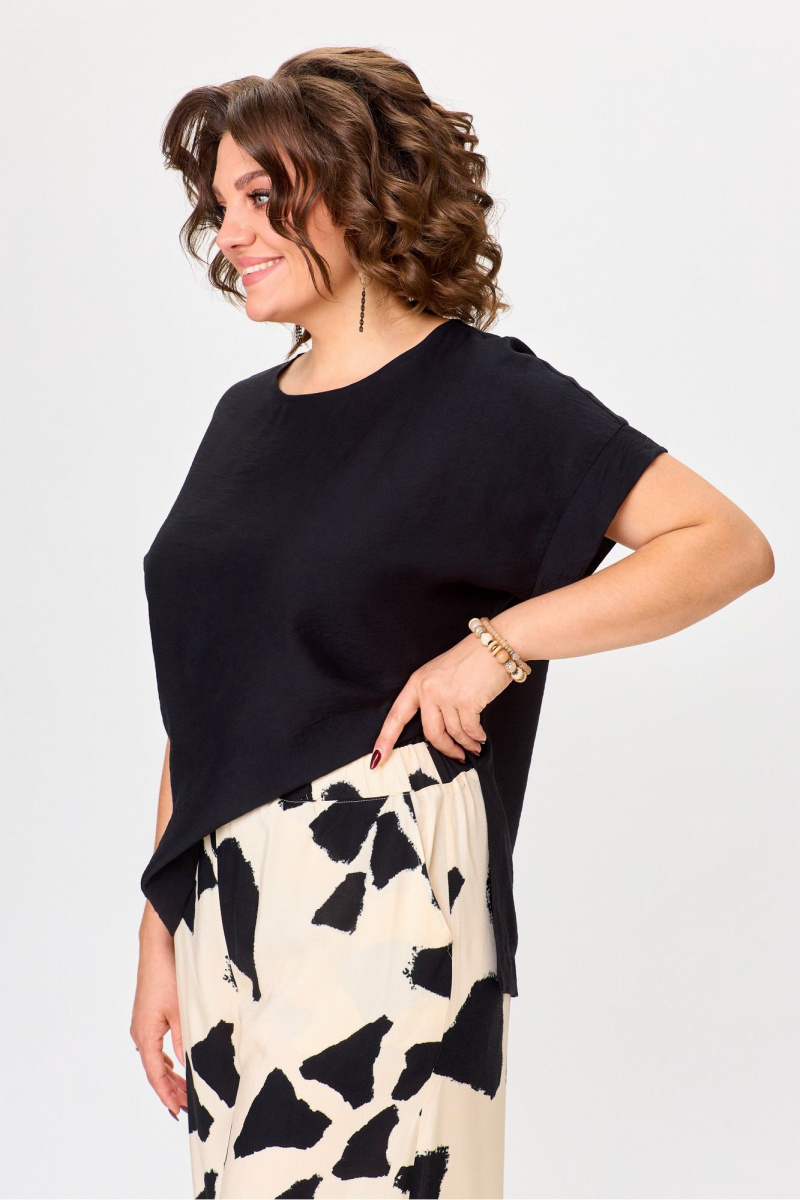 Брючный комплект Michel chic 1384 черный,молоко