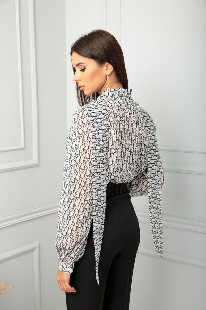 Блузы SandyNa 13822 Dior_дым