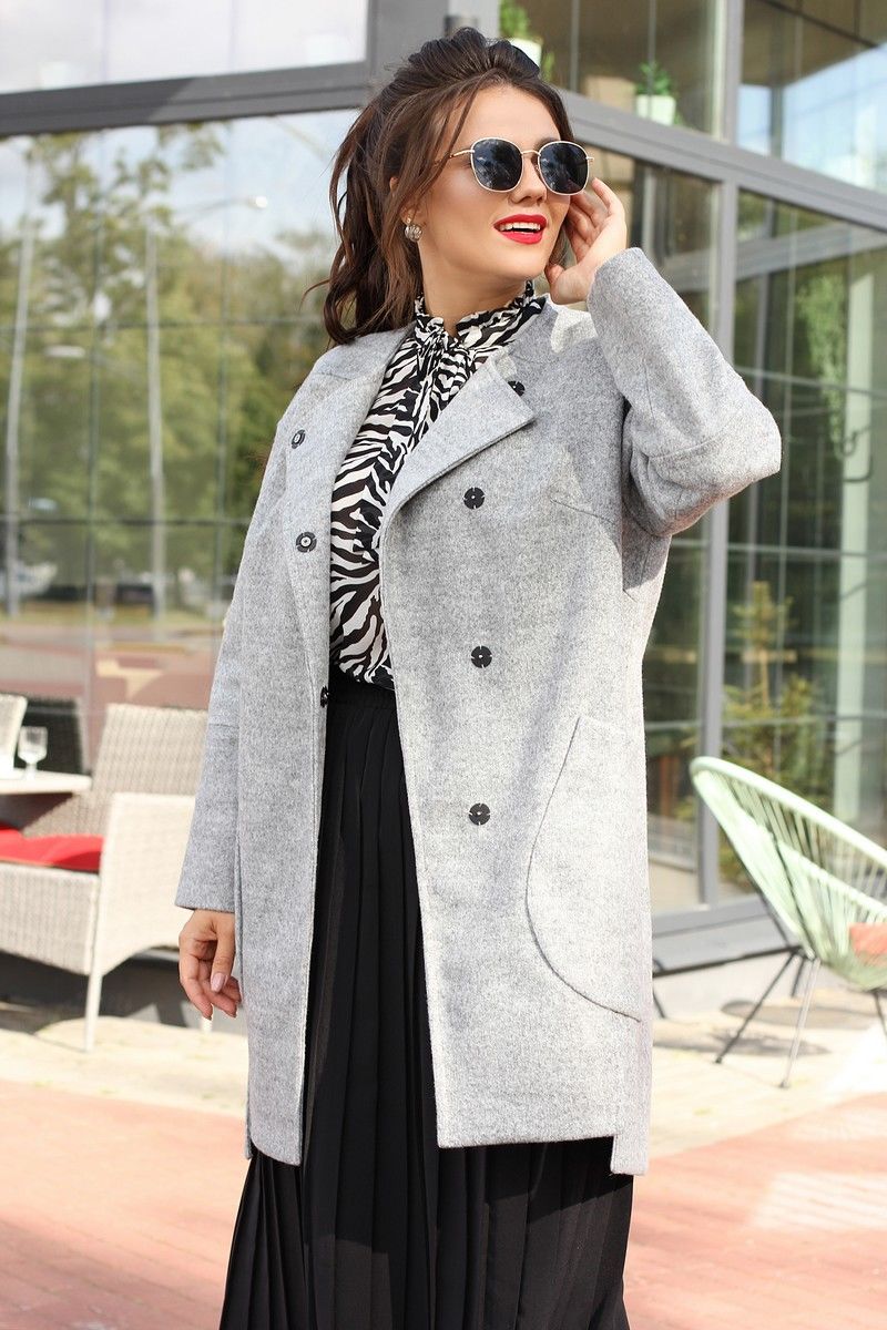 Женское пальто Мода Юрс 2596 серый