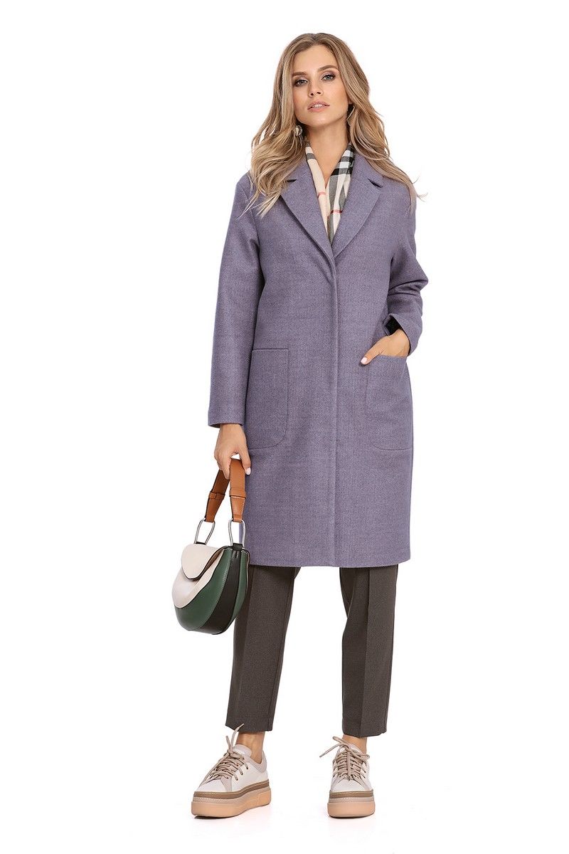 Женское пальто PiRS 814 серо-фиолетовый