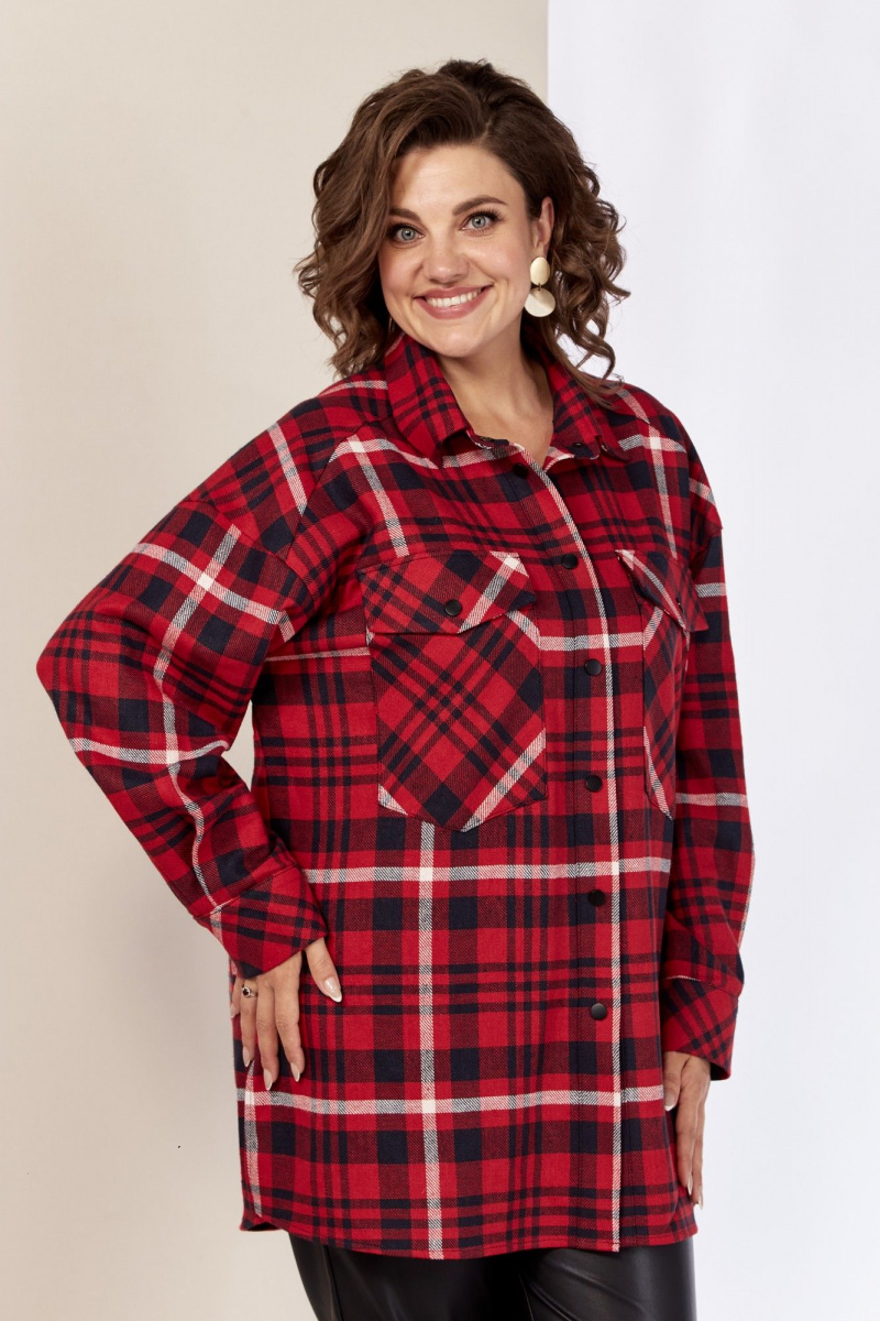 Рубашки AVA fashion М-071 красный-синий