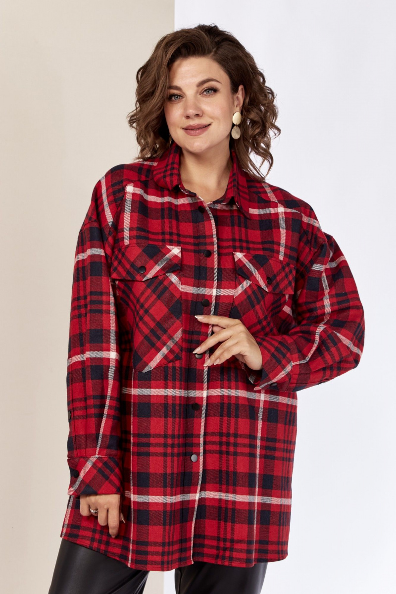 Рубашки AVA fashion М-071 красный-синий