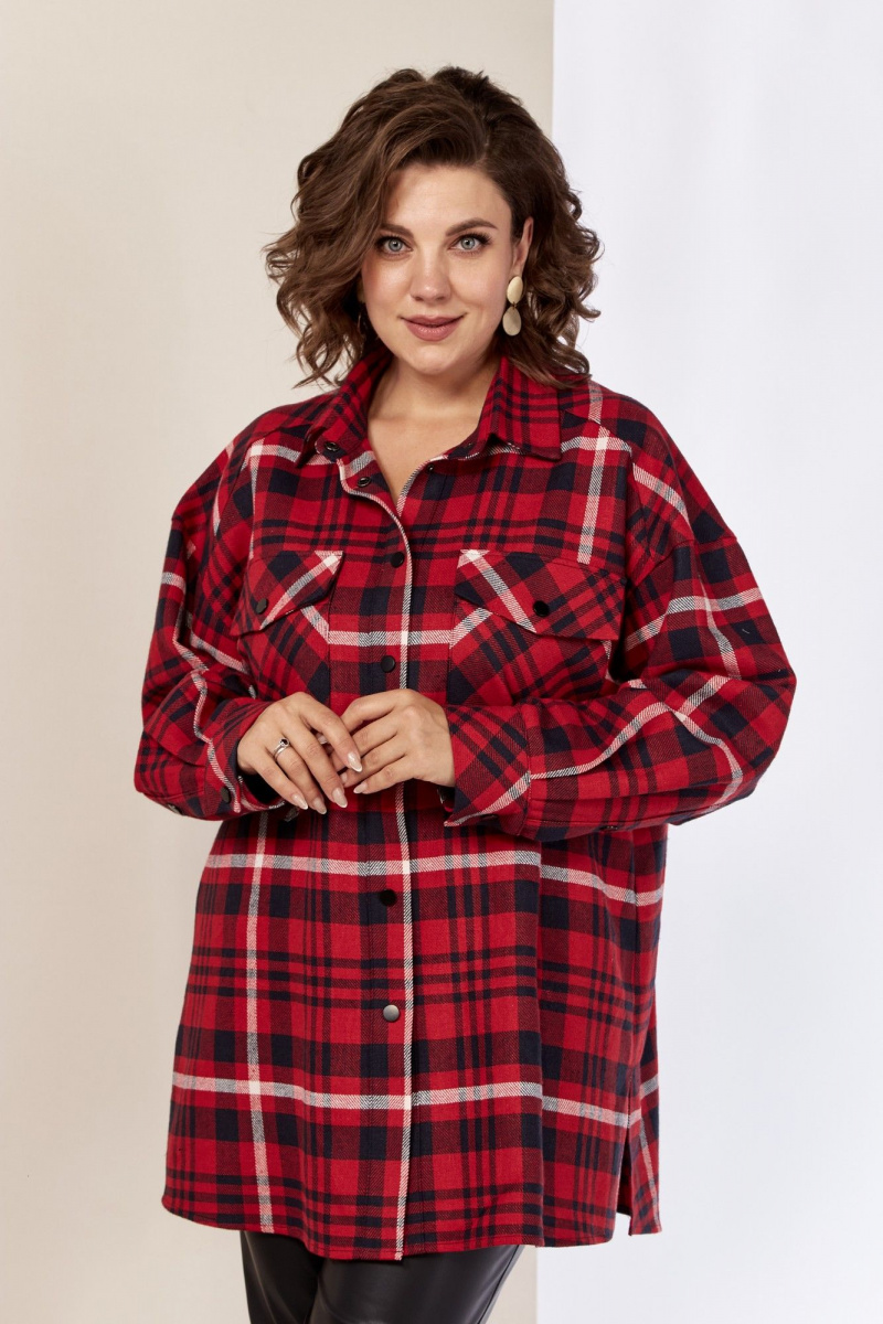 Рубашки AVA fashion М-071 красный-синий