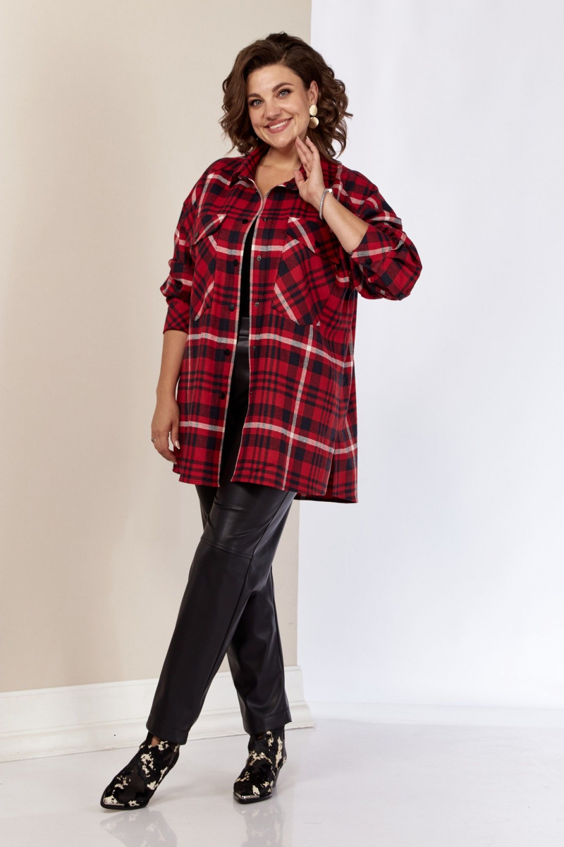 Рубашки AVA fashion М-071 красный-синий