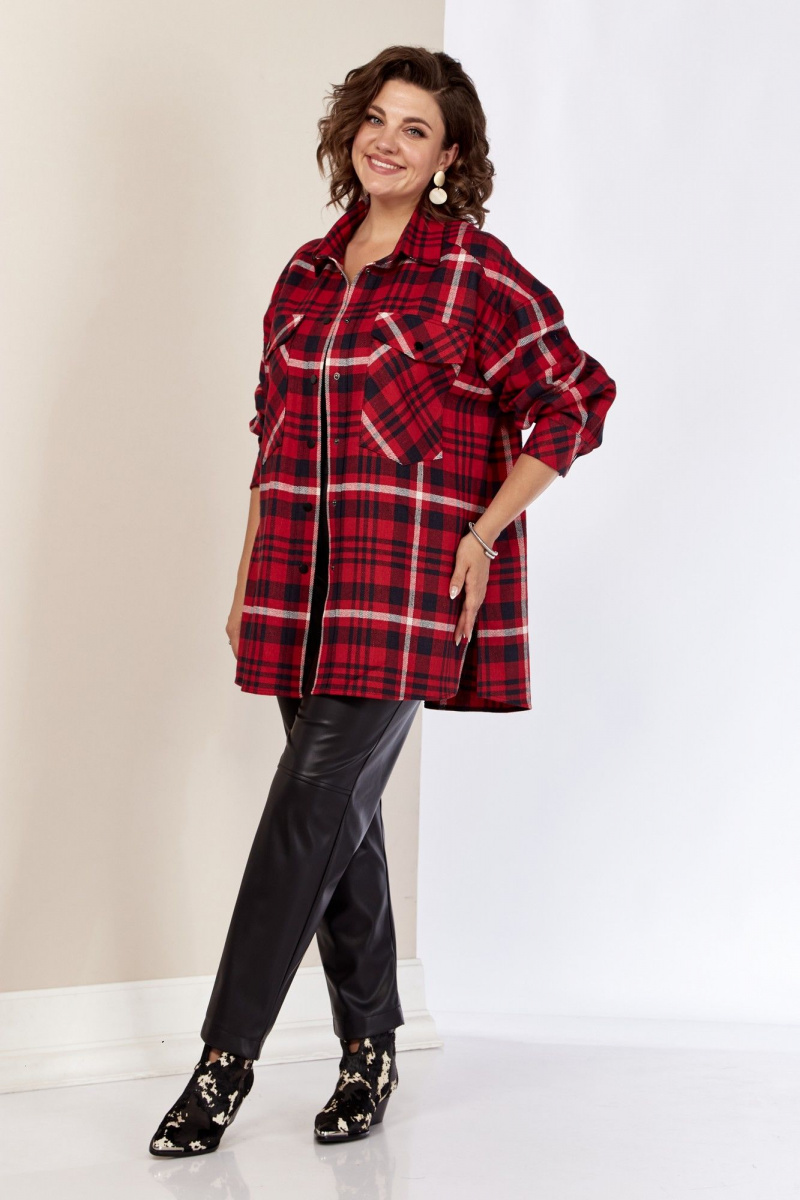 Рубашки AVA fashion М-071 красный-синий