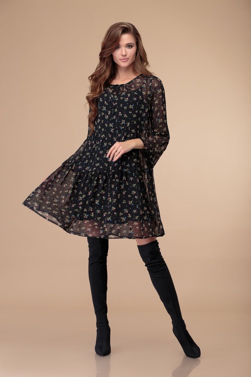 Платье Svetlana-Style 1374 черный+цветы