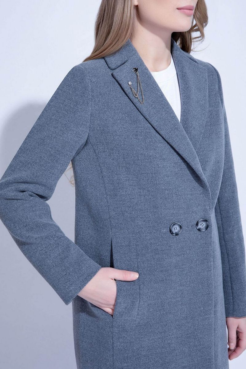 Женское пальто ElectraStyle 3-6061-128 серый меланж
