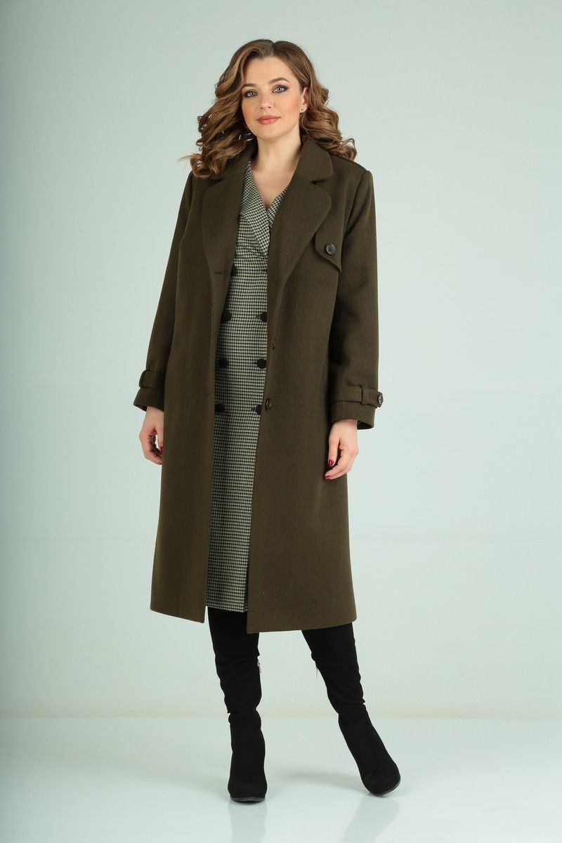 Женское пальто Karina deLux B-346 хаки