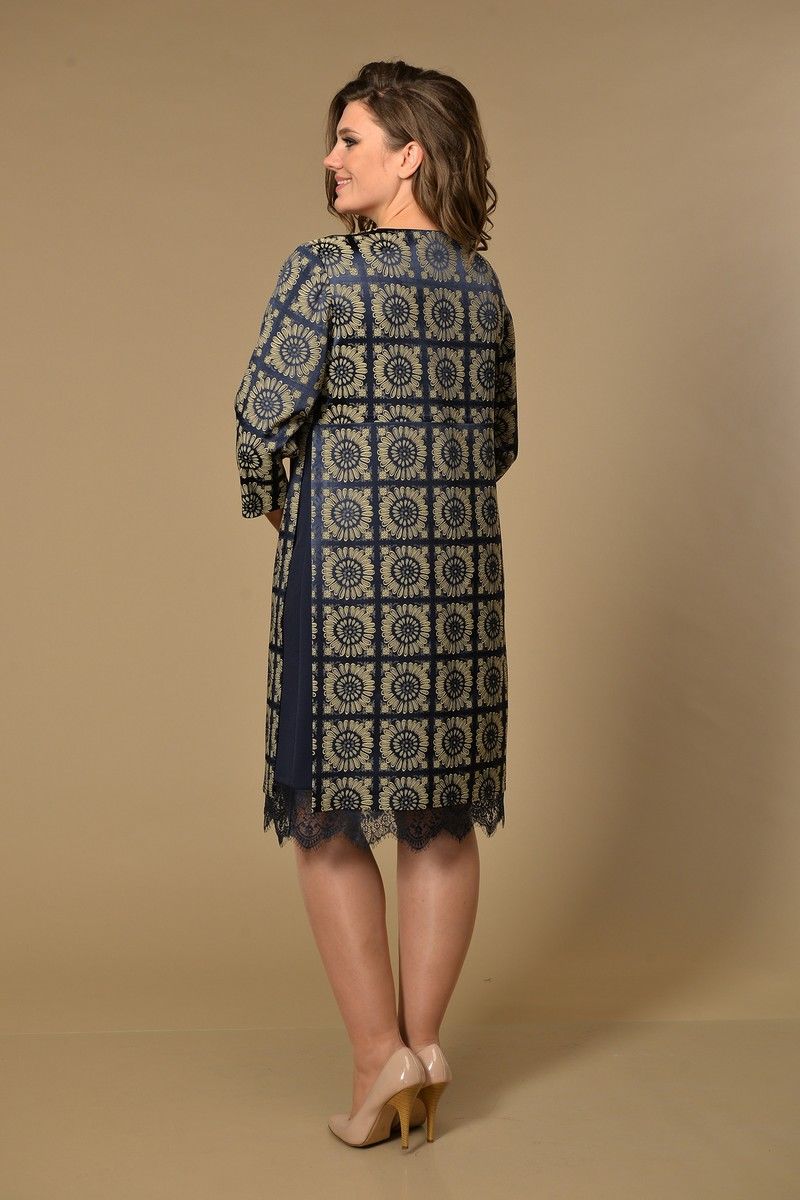 Платья Lady Style Classic 1458/2 темно-синий_беж