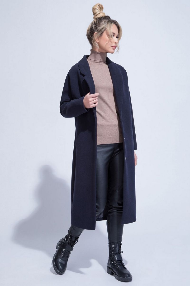 Женское пальто ElectraStyle 4-7038-128 темно-синий