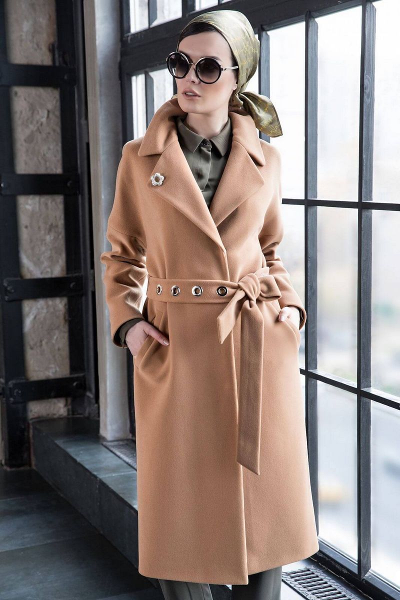 Женское пальто ElectraStyle 4-7038/11-128 кэмел