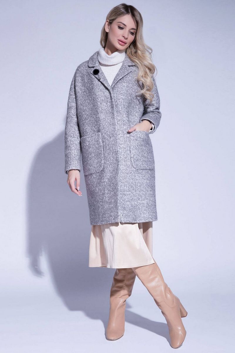 Женское пальто ElectraStyle 4-8023-225 серо-белый