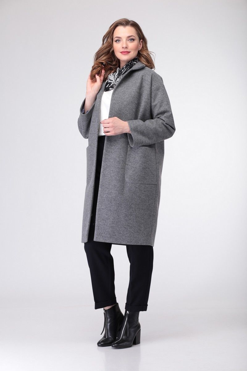 Женское пальто Deluizn 867 серый