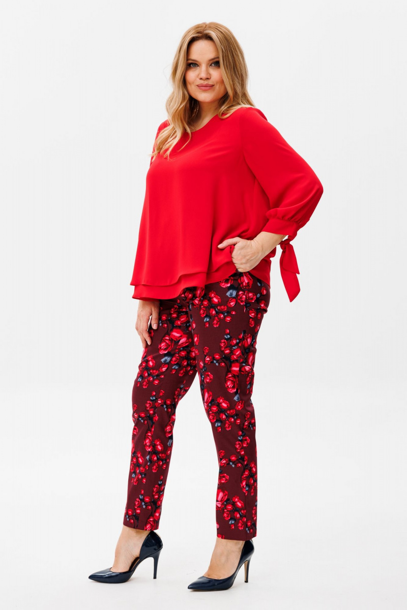 Брючный комплект Michel chic 1390 красный,розы