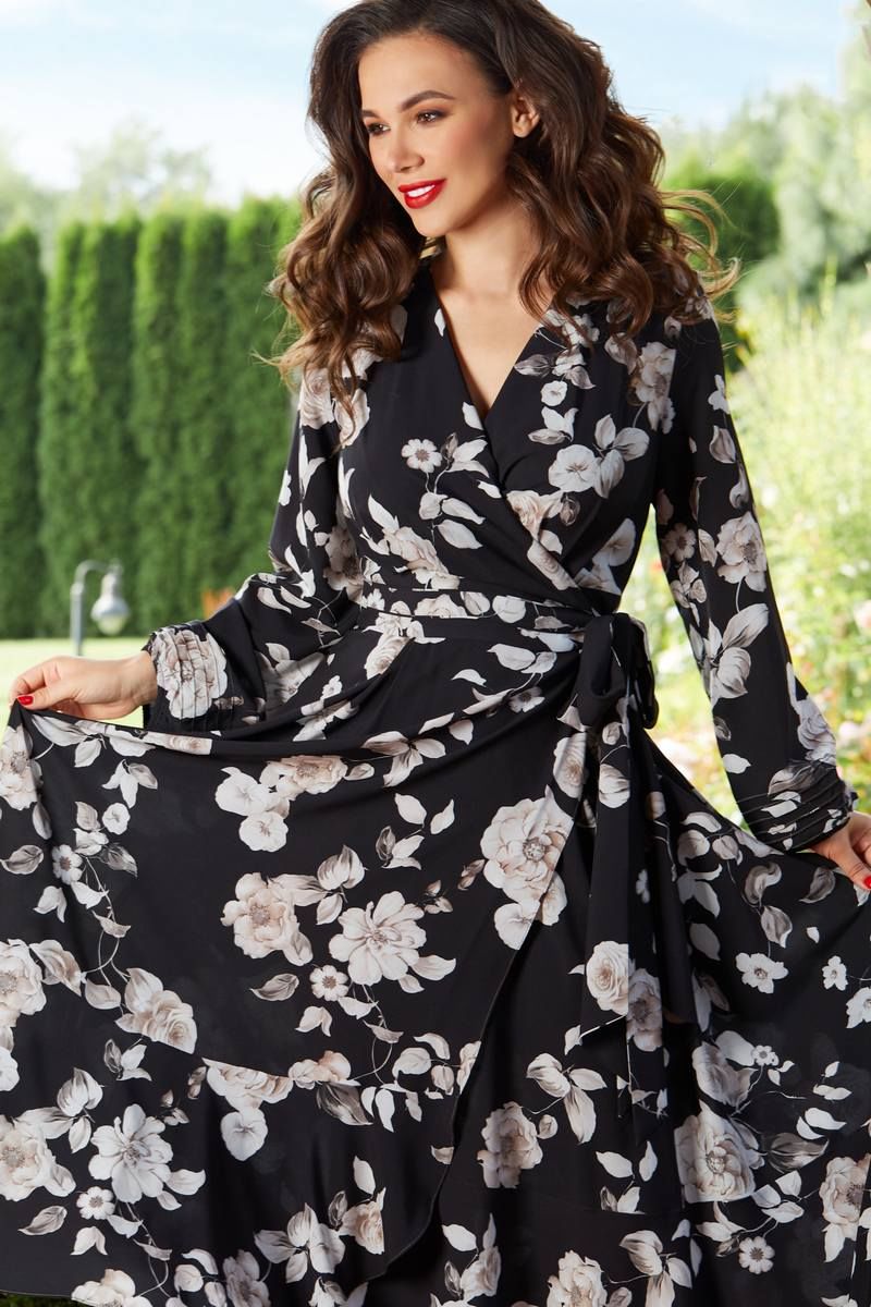 Платье Teffi Style L-1417 цветы_на_черном