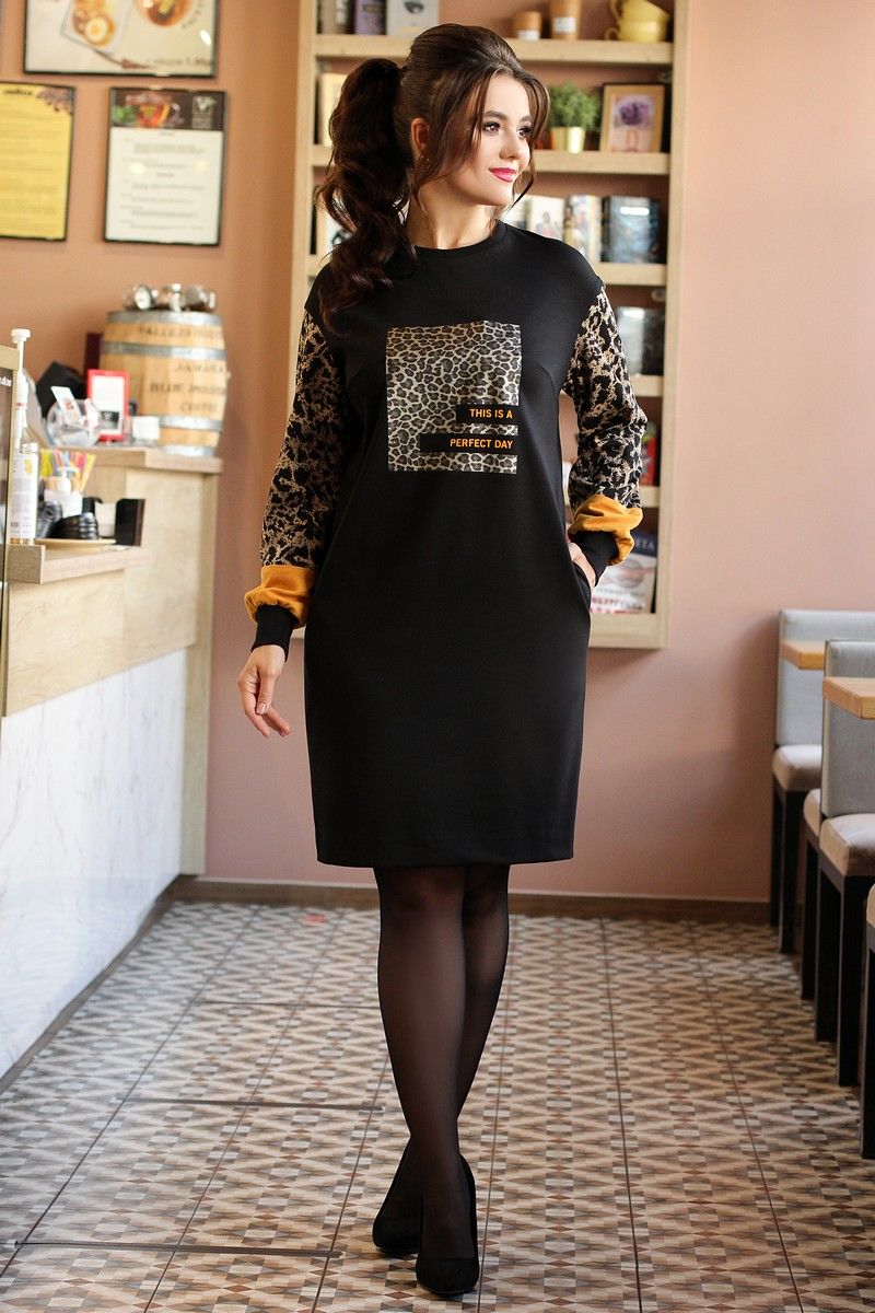 Платье Мода Юрс 2610 черный_леопард