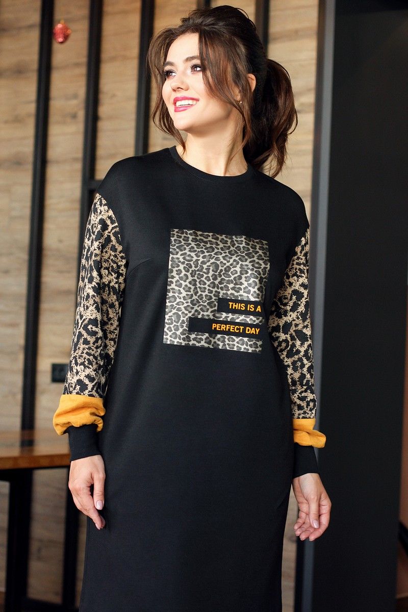 Платье Мода Юрс 2610 черный_леопард