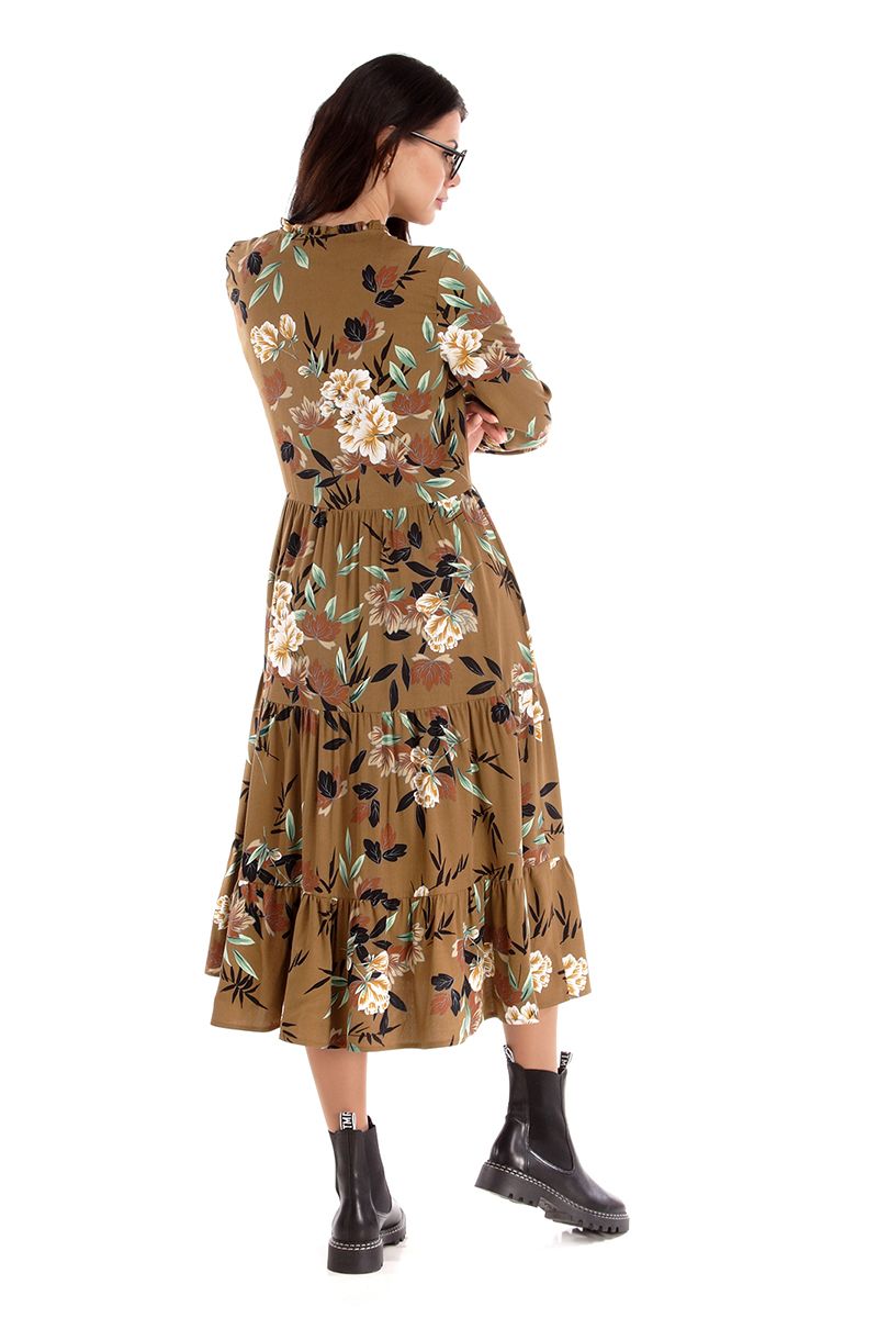 Платье IUKONA 5003 коричневый+цветы