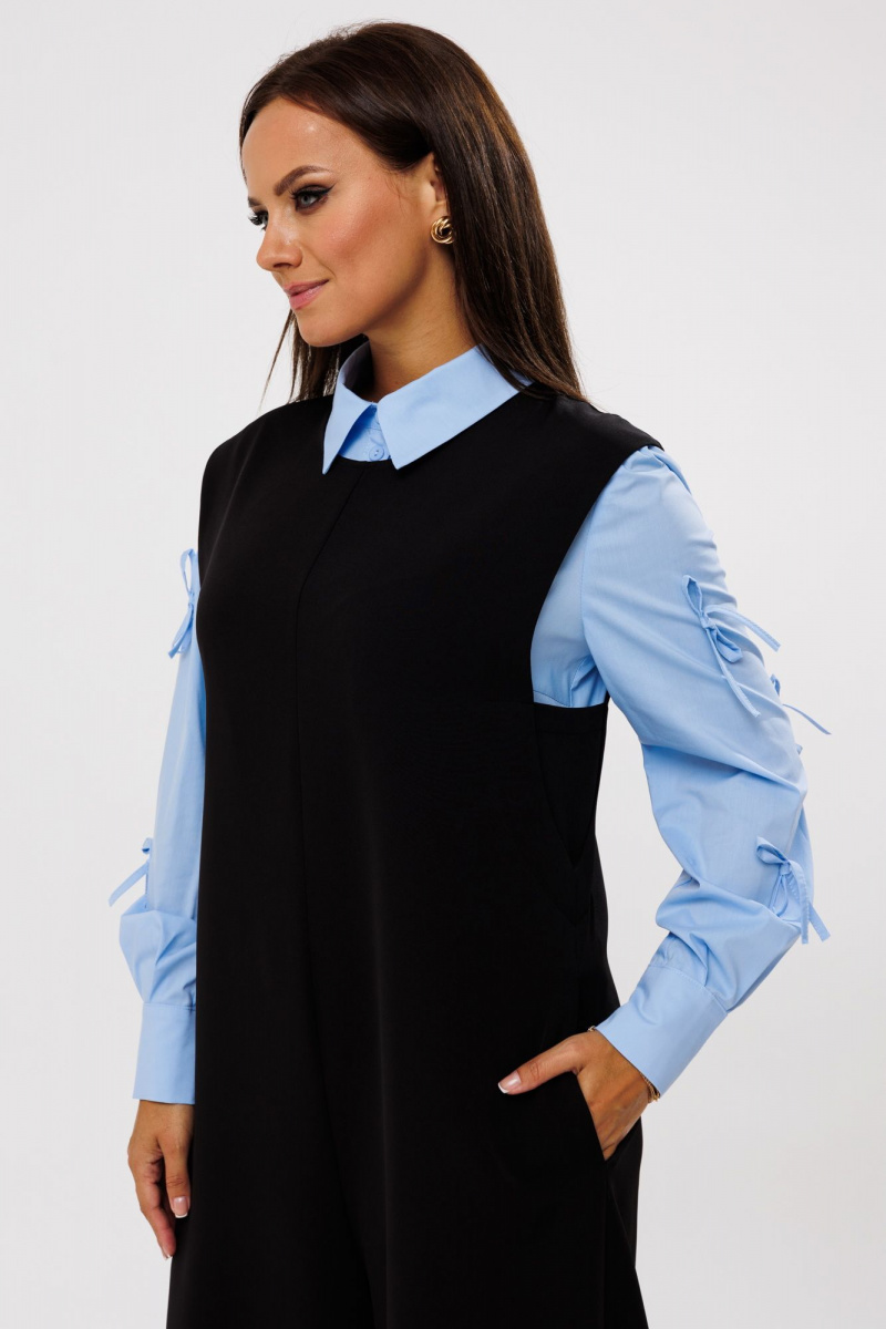 Брючный комплект Mubliz 191 черный-голубой