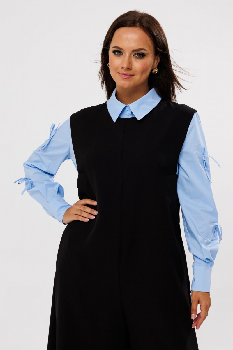 Брючный комплект Mubliz 191 черный-голубой