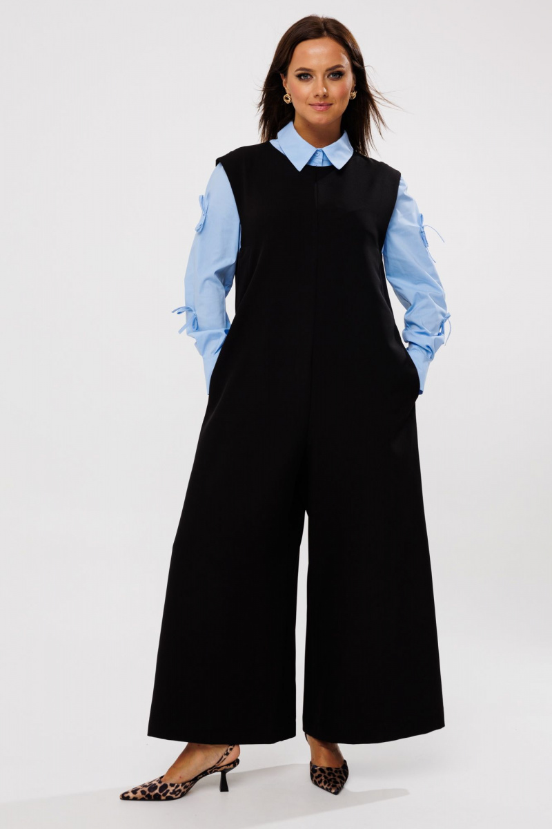 Брючный комплект Mubliz 191 черный-голубой