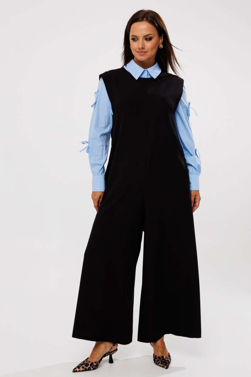 Брючный комплект Mubliz 191 черный-голубой