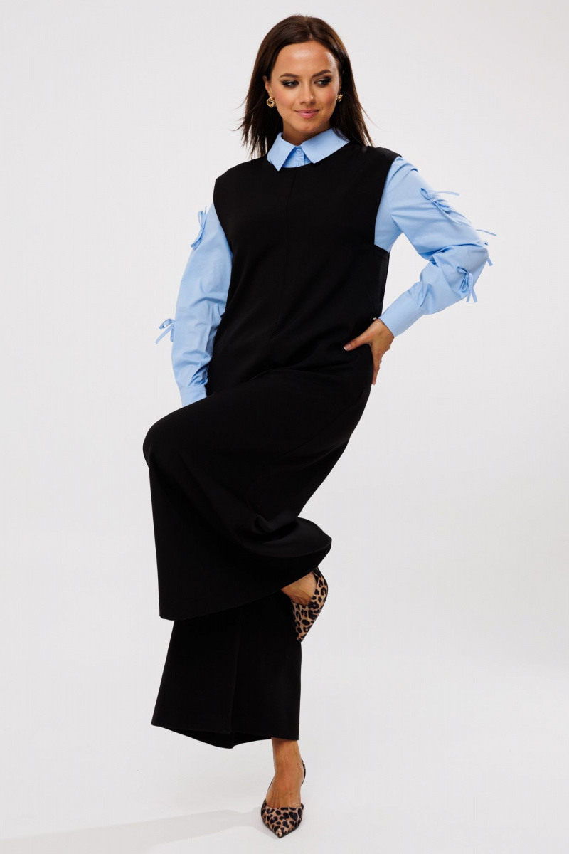 Брючный комплект Mubliz 191 черный-голубой