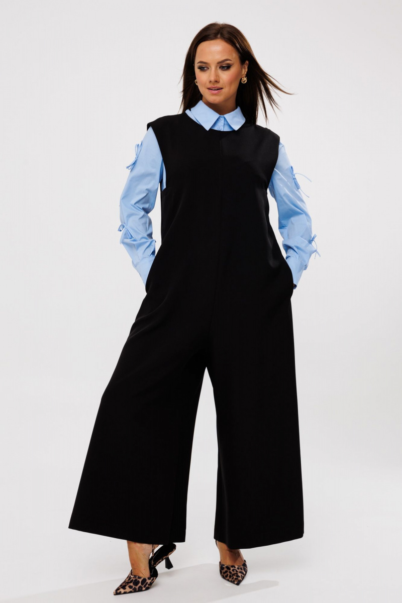 Брючный комплект Mubliz 191 черный-голубой