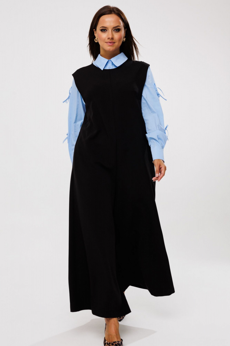 Брючный комплект Mubliz 191 черный-голубой