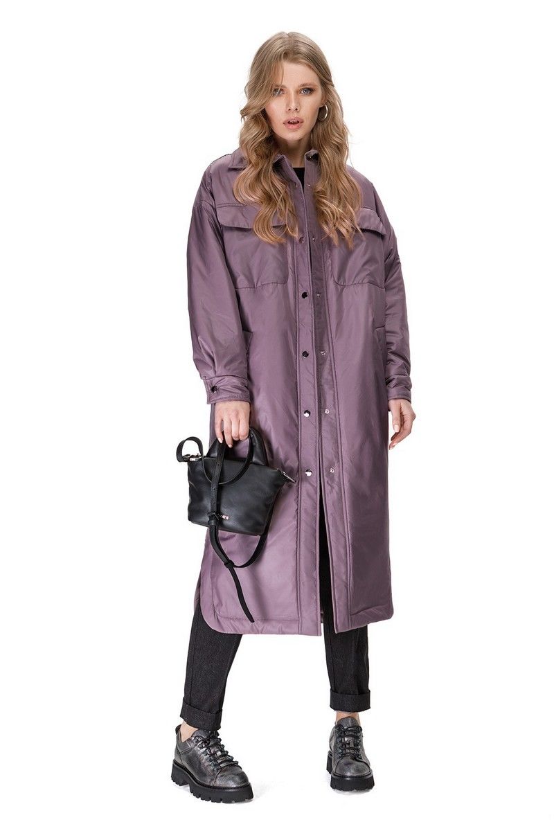 Женское пальто PiRS 1678 серо-фиолетовый