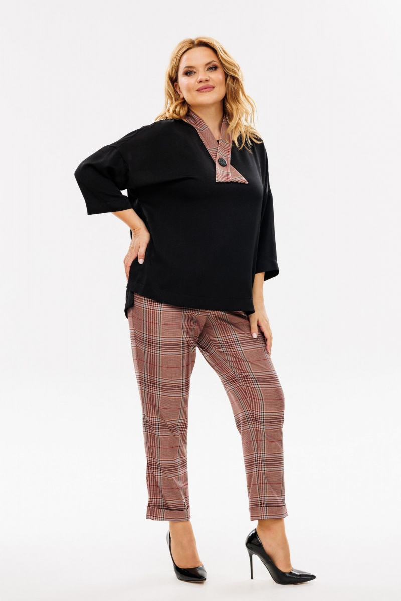 Брючный комплект Michel chic 1391 бордо,черный