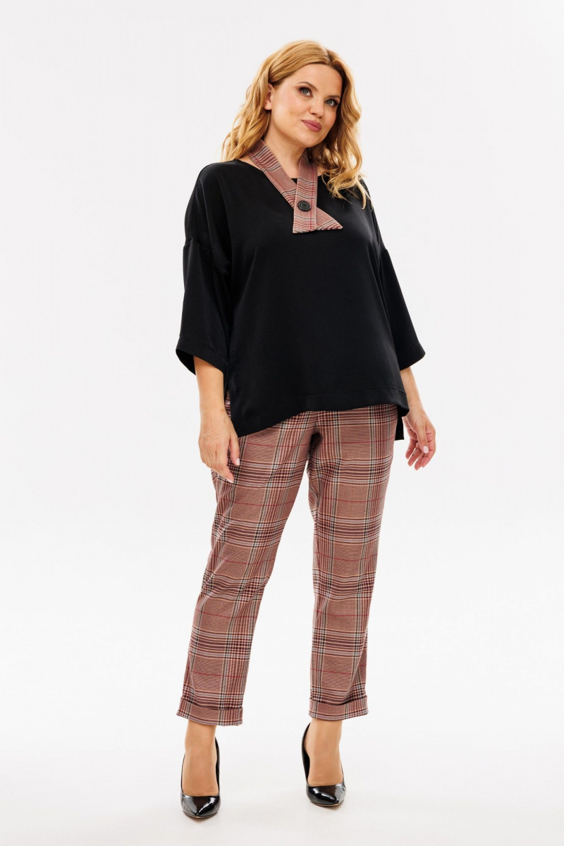 Брючный комплект Michel chic 1391 бордо,черный