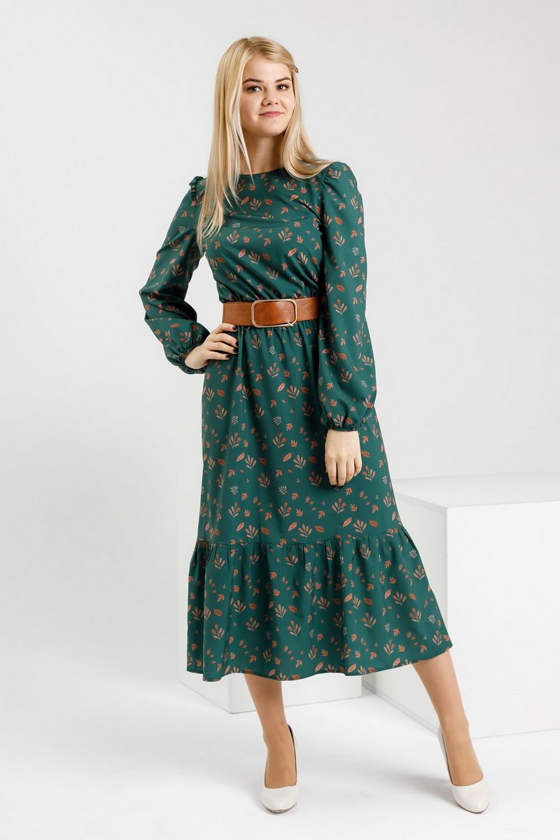 Платье с поясом YFS 6142 зеленый