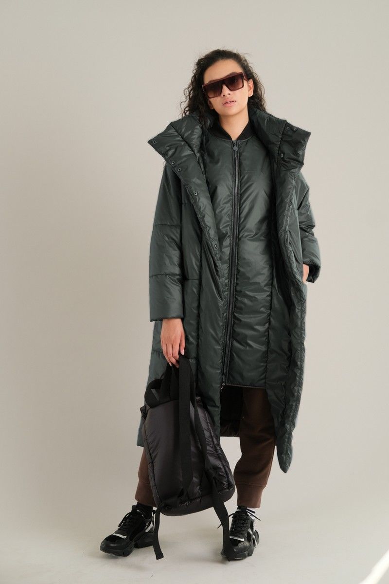 Женское пальто Motif 1485 темно-зеленый