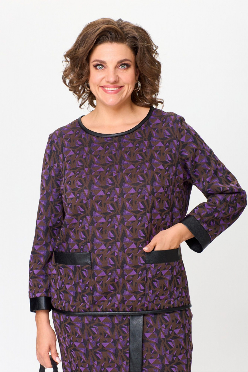 Юбочный комплект Michel chic 1394 шоколад+фиолет