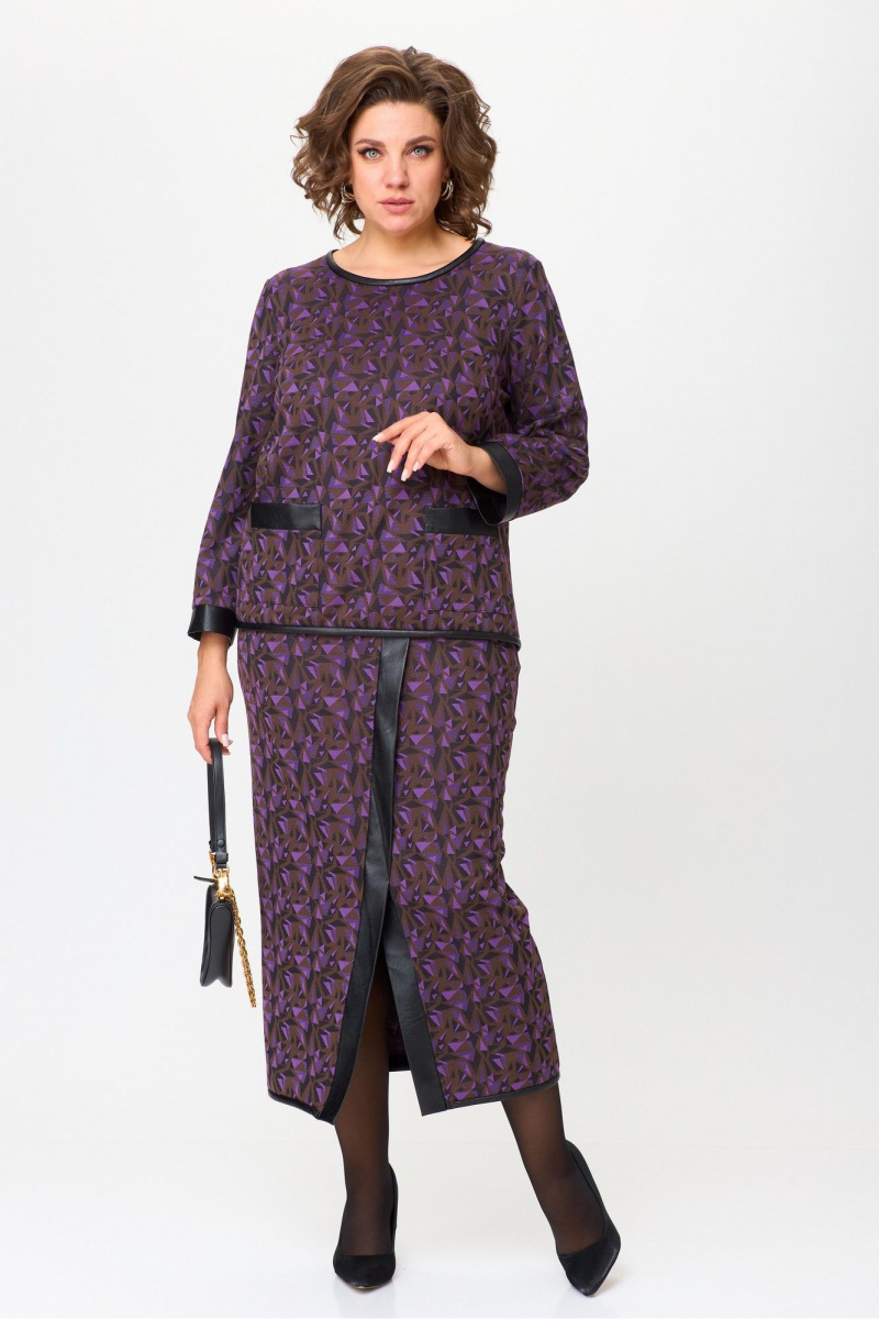 Юбочный комплект Michel chic 1394 шоколад+фиолет