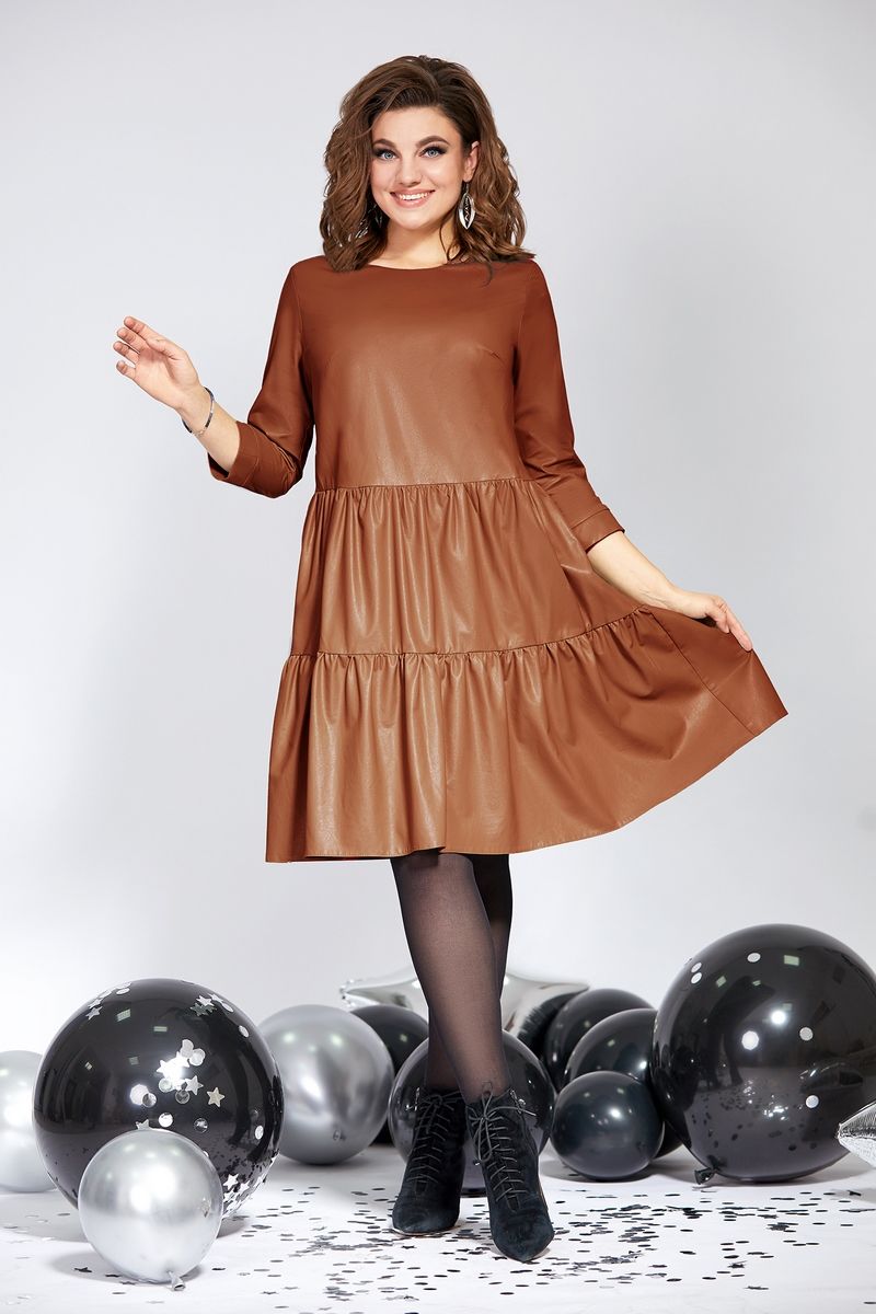 Платье Милора-стиль 822 коричневая_кожа
