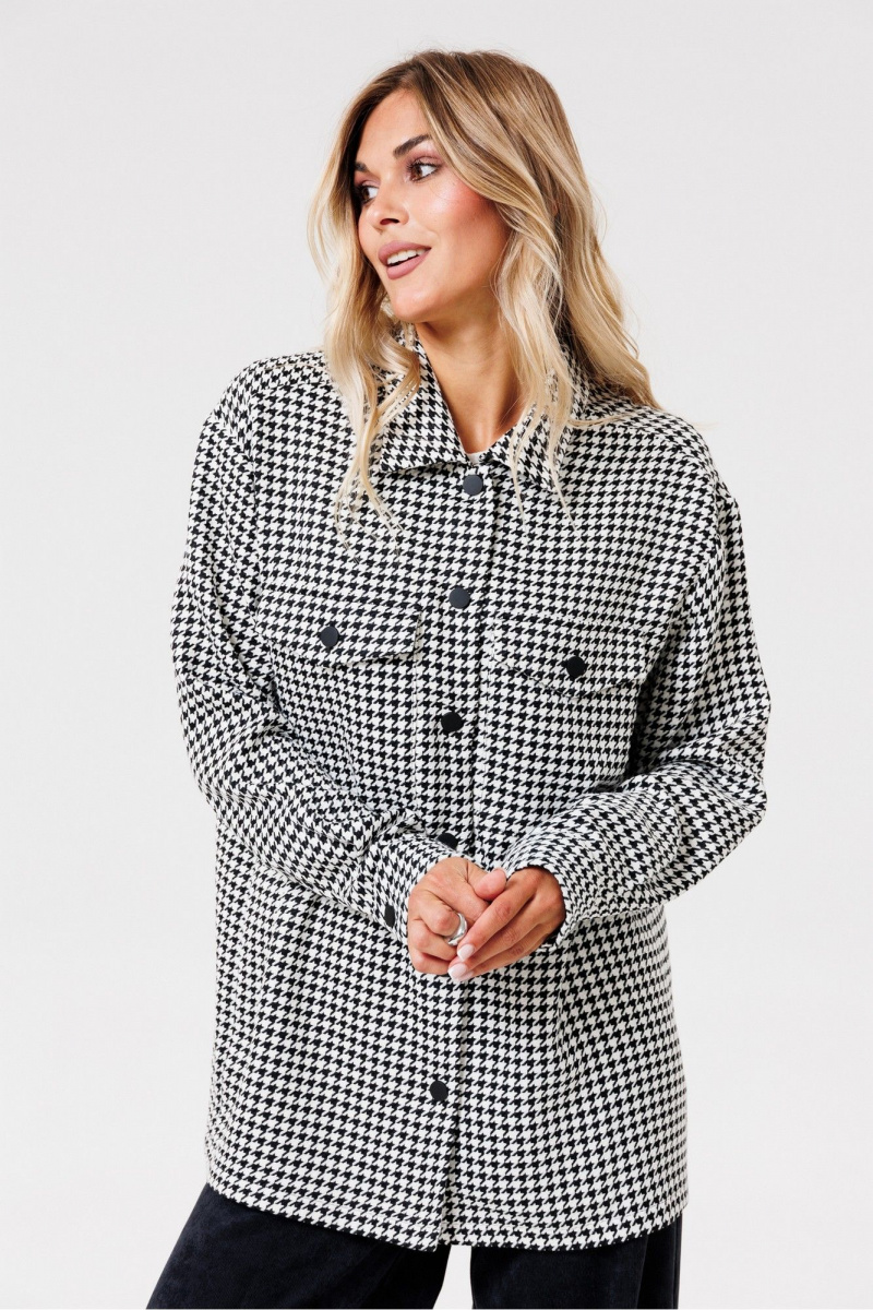 Рубашки PRATA wear S022 черно-белый