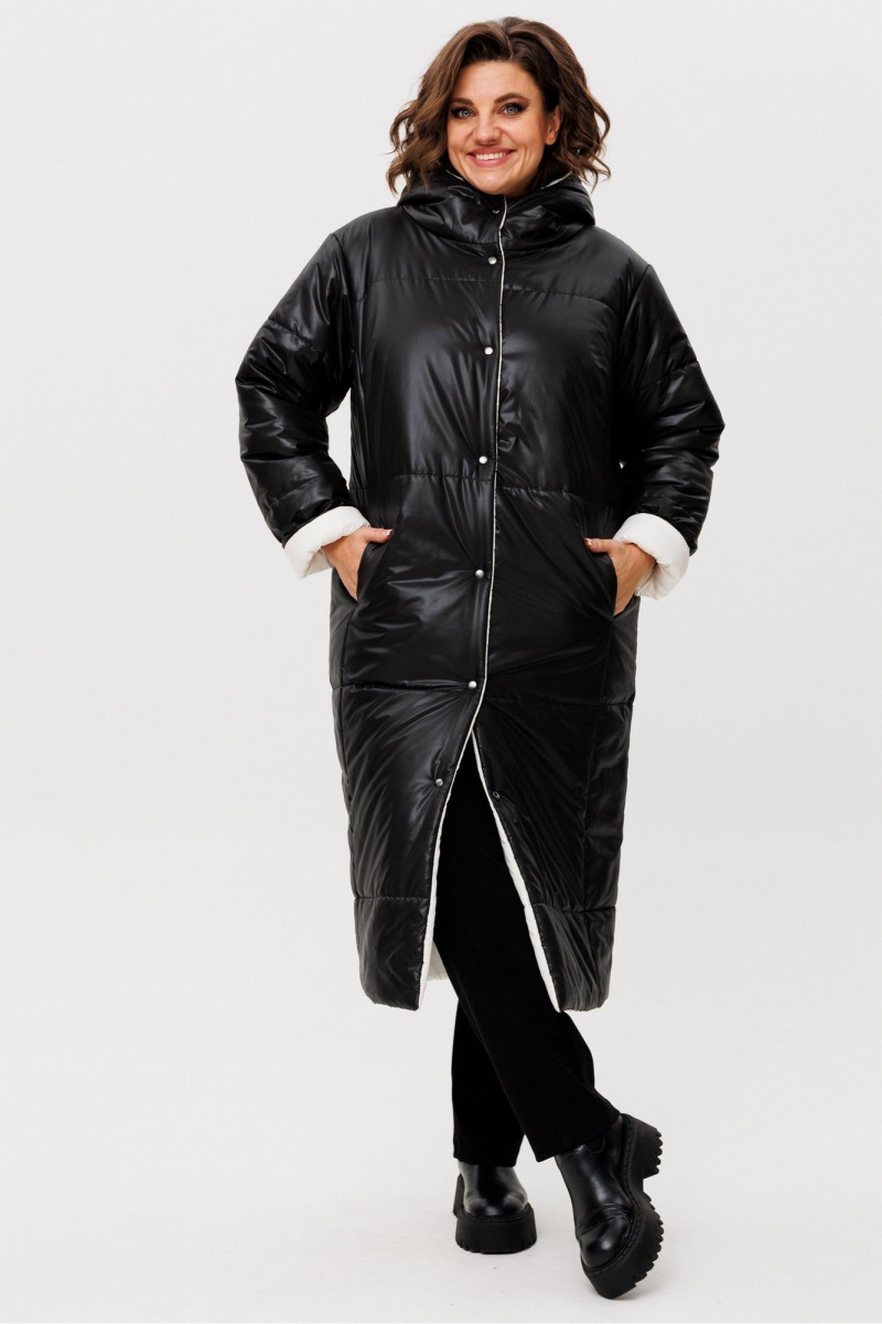 Женское пальто Rumoda 2236 белый-черный