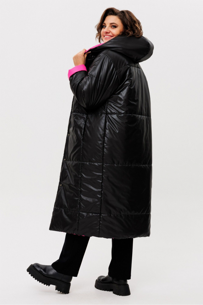 Женское пальто Rumoda 2236 розовый-черный