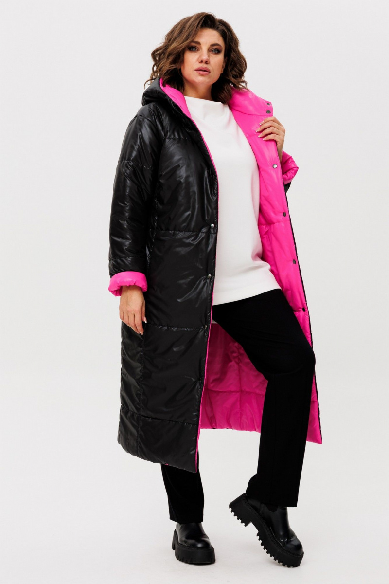 Женское пальто Rumoda 2236 розовый-черный
