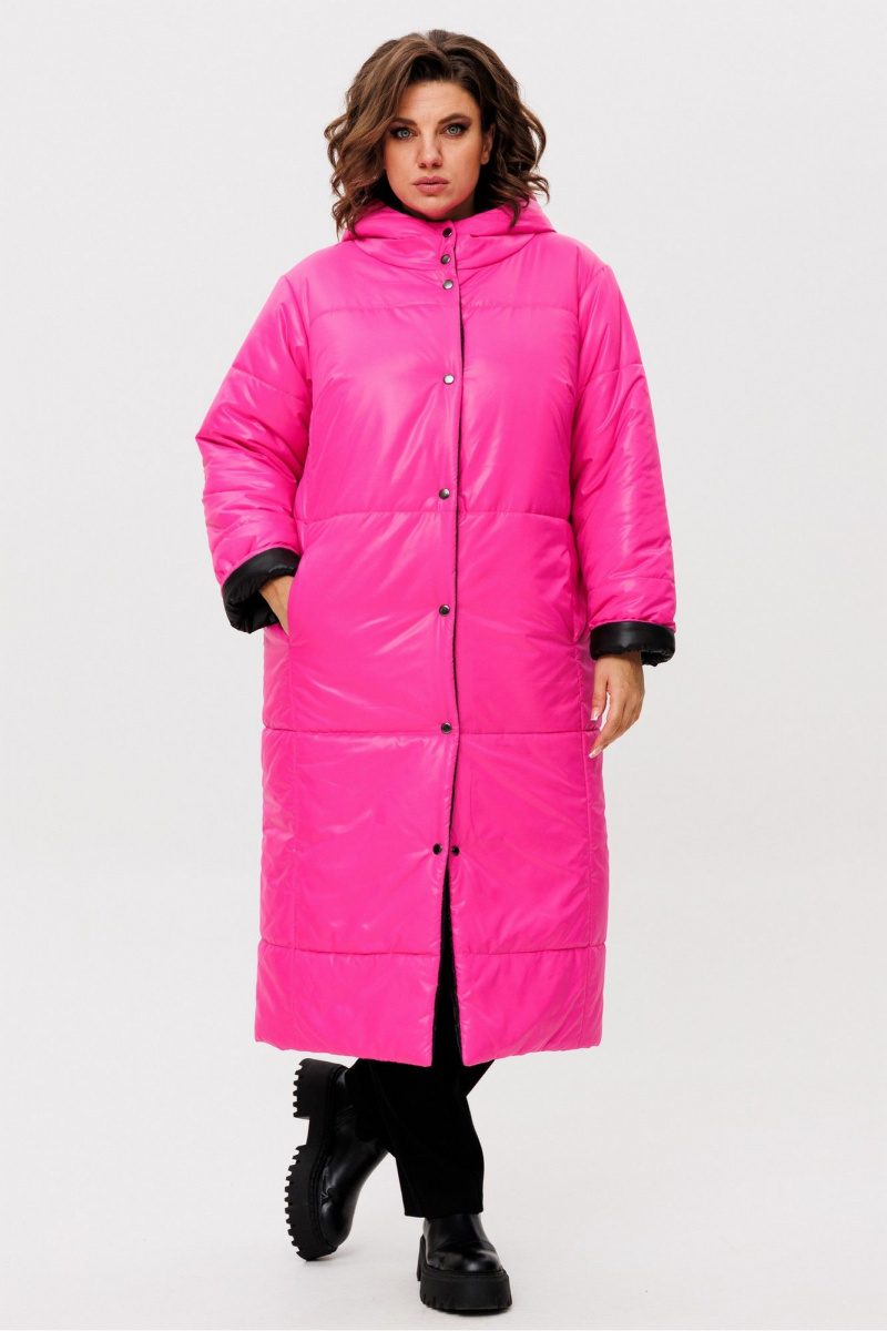 Женское пальто Rumoda 2236 розовый-черный